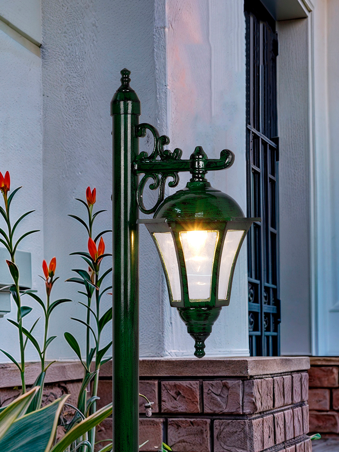 Antique Green Bollard Light | Victorian Style | Downward Lighting